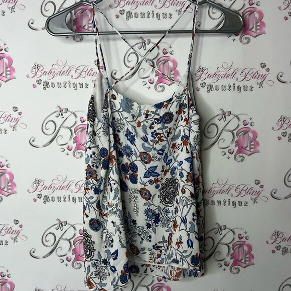 H&M Tops - H&M tank top White Floral Camisole with Criss-Cross Straps